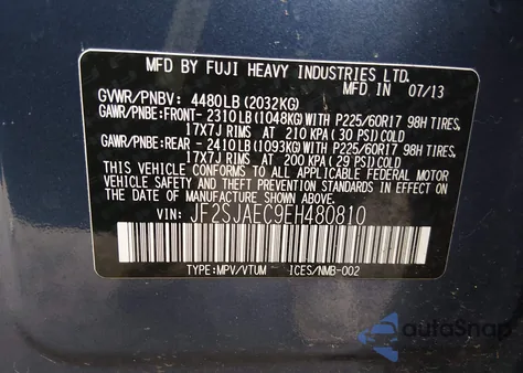 2014 Subaru Forester 2.5I Premium из США, поврежденный, VIN JF2SJAEC9EH480810